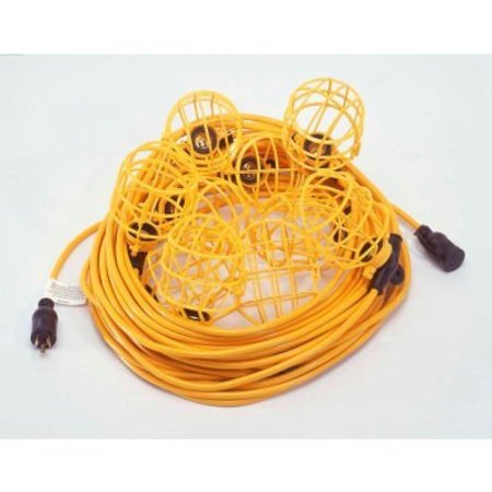 CONSTRUCTION ELECTRICAL PRODUCTS CEP 95135, 50' 12/3 STW String Light, Plastic Guards, 5 sockets 95135